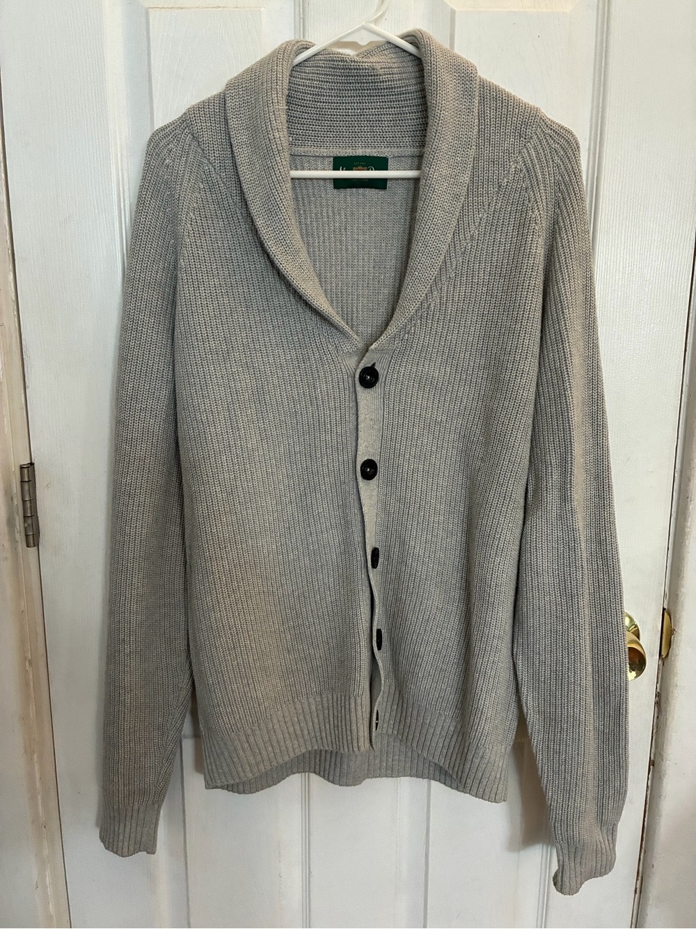 Alan Paine England Cotton Linen Blend Shawl Collar Knit Cardigan Sweater Size L